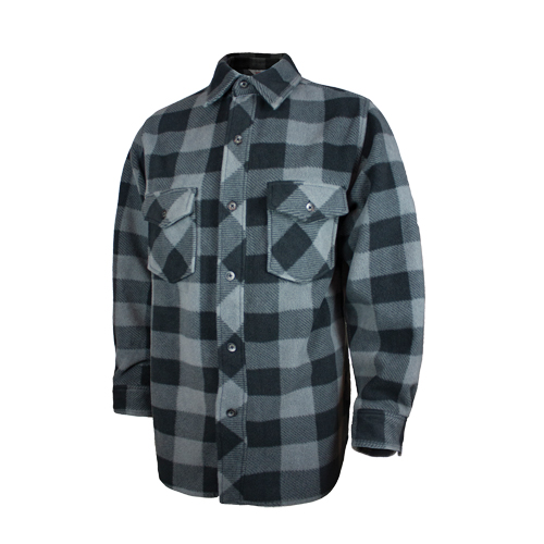 Chemise &agrave; carreaux en molleton solaire, Hommes, Grand, Gris Mukwa Safety Services