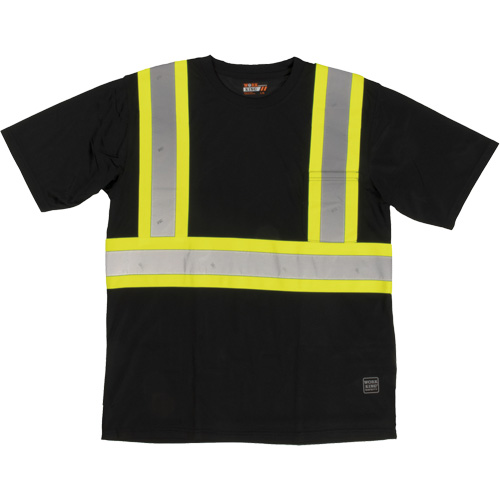 T-shirt de s&eacute;curit&eacute; avec poche &agrave; manches courtes, Polyester, Grand, Noir Mukwa Safety Services