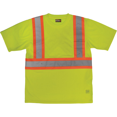 T-shirt de s&eacute;curit&eacute; avec poche &agrave; manches courtes, Polyester, Grand, Jaune lime haute visibilit&eacute; Mukwa Safety Services