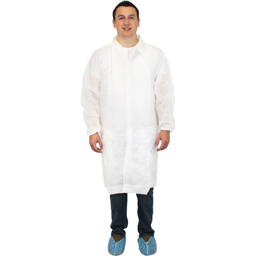 Lab Coat, Polypropylene, White, Large Mukwa Safety Services
