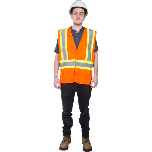 Traffic Safety Vest, High Visibility Orange, X-Large, Polyester Mukwa Safety Services