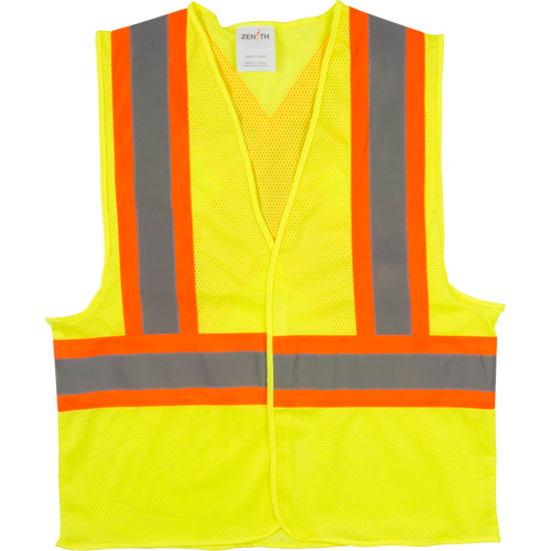 Traffic Safety Vest, High Visibility Lime-Yellow, X-Large, Polyester Mukwa Safety Services