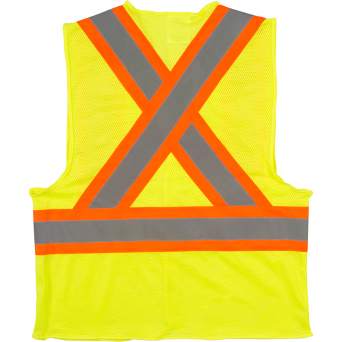 Traffic Safety Vest, High Visibility Lime-Yellow, X-Large, Polyester Mukwa Safety Services