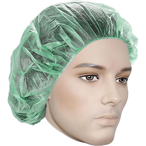 Bouffant Caps, Polypropylene, 21", Green Mukwa Safety Services