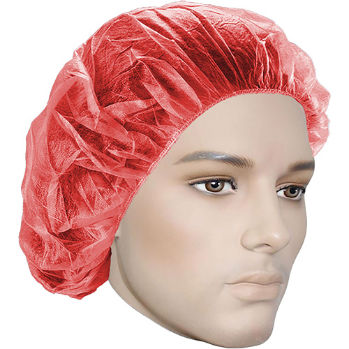 Bonnets bouffants, Polypropyl&egrave;ne, 21", Rouge Mukwa Safety Services