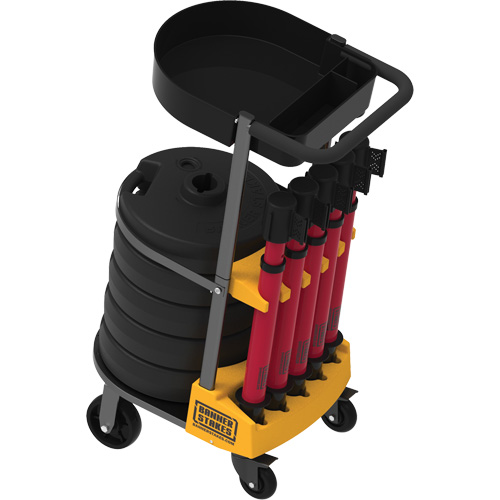 PLUS Barrier Post Cart Kit with Tray, 75' L, Metal, Yellow Mukwa Safety Services