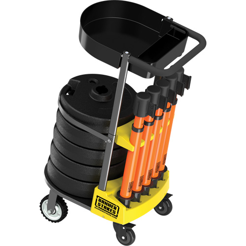 Chariot de transport avec plateau pour barri&egrave;re PLUS, 75' lo, M&eacute;tal, Orange Mukwa Safety Services