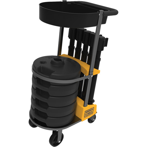 Chariot de transport avec plateau pour barri&egrave;re PLUS, 75' lo, M&eacute;tal, Noir Mukwa Safety Services