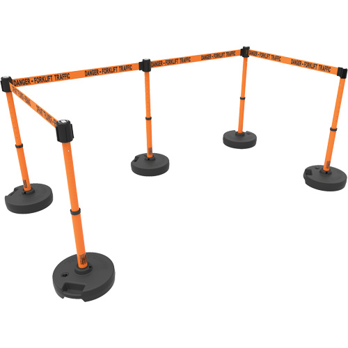Ensemble de cinq montants pour barri&egrave;re PLUS, Plastique, 42" h, Ruban Orange, Longueur du ruban 15' Mukwa Safety Services