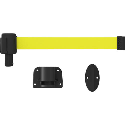 PLUS Wall Mount Barrier System, Plastic, Screw Mount, 15', Yellow Tape Mukwa Safety Services