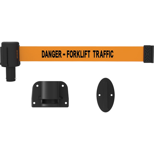 PLUS Wall Mount Barrier System, Plastic, Screw Mount, 15', Orange Tape Mukwa Safety Services