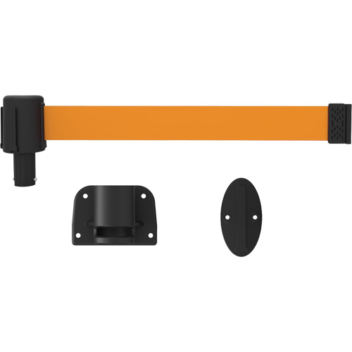 PLUS Wall Mount Barrier System, Plastic, Screw Mount, 15', Orange Tape Mukwa Safety Services