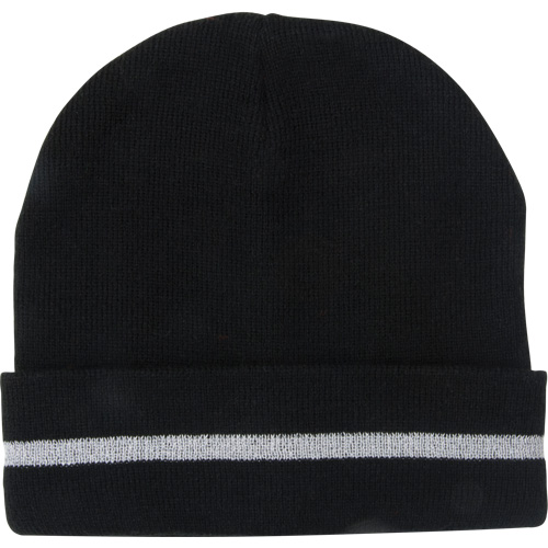 Knit Hat with Silver Reflective Stripe, One Size, Black Mukwa Safety Services