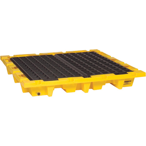 Palette de confinement des d&eacute;versements, Capacit&eacute; de d&eacute;versement 66 gal. US, 58,5" x 58,5" x 7,75" Mukwa Safety Services