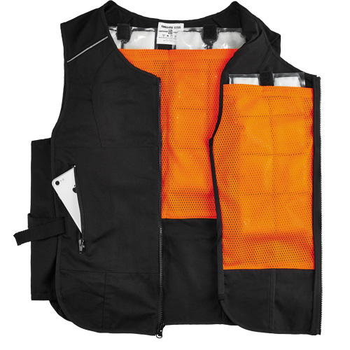 Veste de refroidissement &agrave; changement de phase l&eacute;g&egrave;re avec sachets 6260 Chill-Its, Petit/Moyen, Noir Mukwa Safety Services
