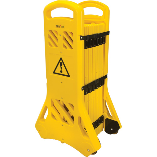 Portable Mobile Barrier, 40" H x 13' L, Yellow Mukwa Safety Services