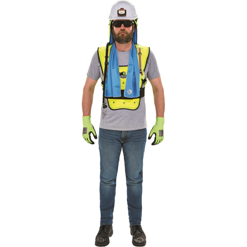Chill-Its&reg; 6687 Economy Dry Evaporative Cooling Vest, Large/X-Large, High Visibility Lime-Yellow Mukwa Safety Services