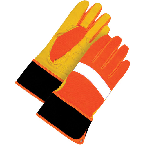 Gants haute visibilit&eacute;, Taille Grand, Paume Cuir fleur Mukwa Safety Services