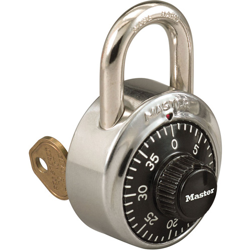 Cadenas &agrave; combinaison, Noir/Argent, Acier inoxydable, Largeur de 1-7/8" Mukwa Safety Services