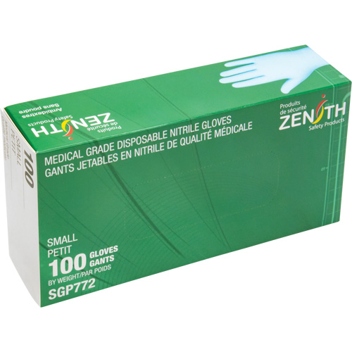Gants jetables de calibre m&eacute;dical r&eacute;sistants &agrave; la perforation, Petit, Nitrile, 4,5 mils, Sans poudre, Bleu, Classe 2 Mukwa Safety Services