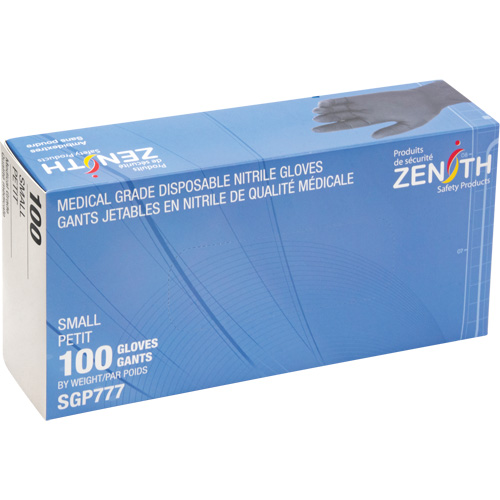 Puncture-Resistant Medical-Grade Disposable Gloves, Small, Nitrile, 5-mil, Powder-Free, Black, Class 2 Mukwa Safety Services