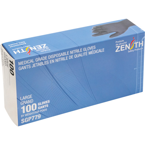 Puncture-Resistant Medical-Grade Disposable Gloves, Large, Nitrile, 5-mil, Powder-Free, Black, Class 2 Mukwa Safety Services