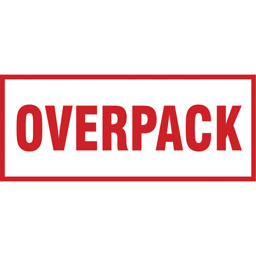"Overpack" Handling Labels, 6" L x 2-1/2" W, Red on White Mukwa Safety Services