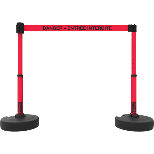Ensemble de montants pour barri&egrave;re Plus, Plastique, 42" h, Ruban Rouge, Longueur du ruban 15' Mukwa Safety Services