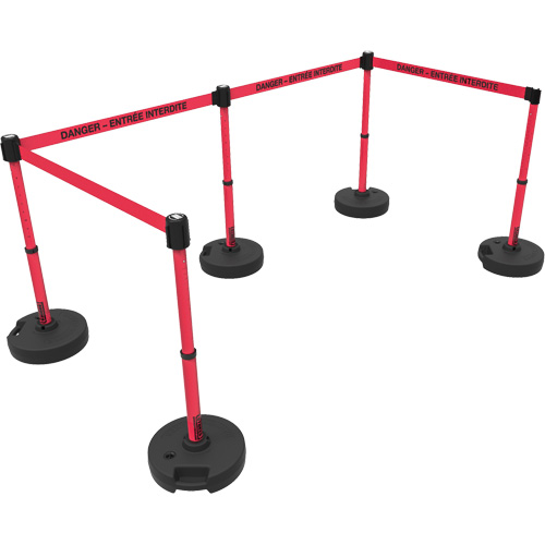 Plus Barrier Post Set, Plastic, 42" H, Red Tape, 15' Tape Length Mukwa Safety Services