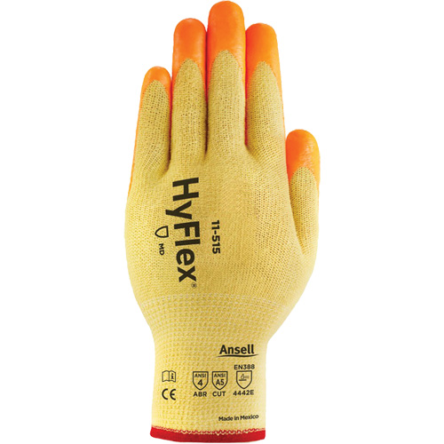 Gants haute visibilit&eacute; r&eacute;sistants aux coupures HyFlex, Taille 6, Calibre 13, Rev&ecirc;tement Mousse de nitrile, Enveloppe en Acier inoxydable/Kevlar/Spandex, ASTM ANSI niveau A5/EN 388 niveau E Mukwa Safety Services