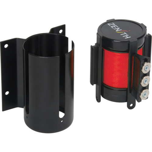 Wall Mount Barrier with Magnetic Tape, Steel, Screw Mount, 12', Red Tape Mukwa Safety Services