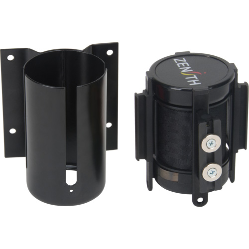 Wall Mount Barrier with Magnetic Tape, Steel, Screw Mount, 7', Black Tape Mukwa Safety Services