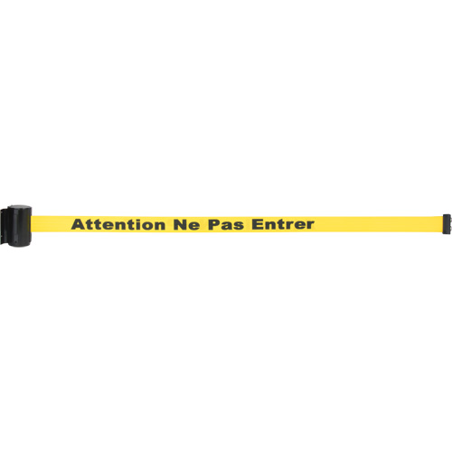 Magnetic Tape Cassette for Build-Your-Own Crowd Control Barrier, Attention ne pas entrer, 7', Yellow Tape Mukwa Safety Services