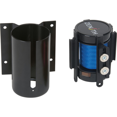 Wall Mount Barrier with Magnetic Tape, Steel, Screw Mount, 7', Blue Tape Mukwa Safety Services