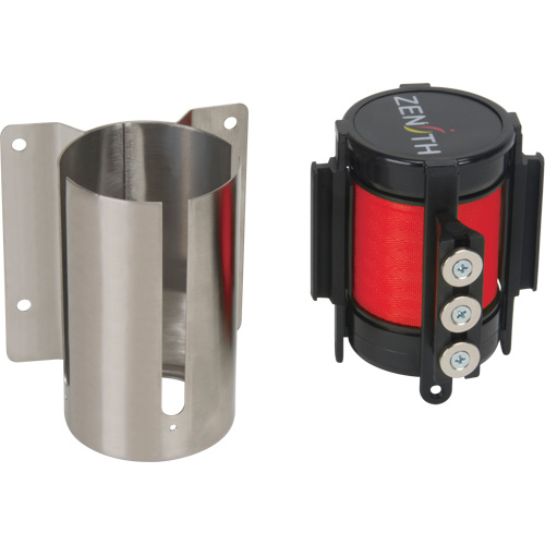 Wall Mount Barrier with Magnetic Tape, Steel, Screw Mount, 12', Red Tape Mukwa Safety Services