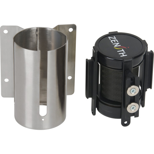 Wall Mount Barrier with Magnetic Tape, Steel, Screw Mount, 7', Black Tape Mukwa Safety Services