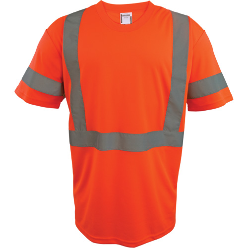 Short Sleeve Safety T-Shirt, Polyester, 2X-Large, High Visibility Orange Mukwa Safety Services