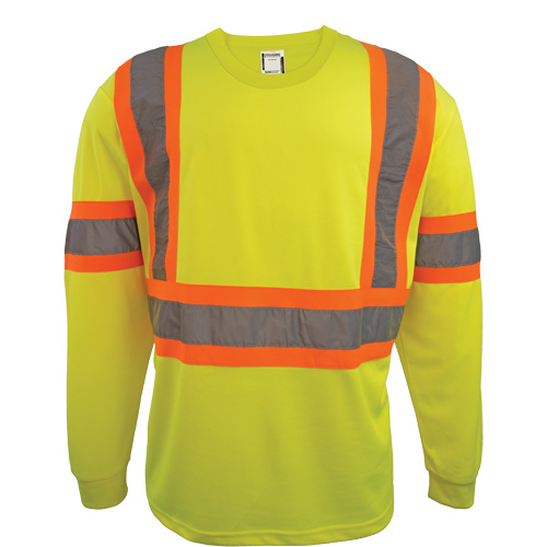 Chemise de s&eacute;curit&eacute; &agrave; manches longues, Polyester, 2T-Grand, Jaune lime haute visibilit&eacute; Mukwa Safety Services