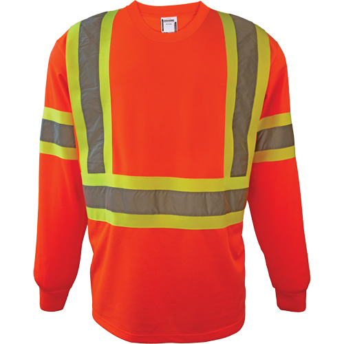 Long Sleeve Safety Shirt, Polyester, 2X-Large, High Visibility Orange Mukwa Safety Services