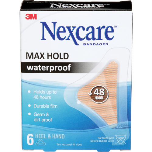 Nexcare Max-Hold Waterproof Bandages, Hand/Heel, 3-1/2", Plastic, Sterile Mukwa Safety Services