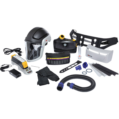 Trousse de respirateur d&eacute;puration dair propuls&eacute; pour lindustrie lourde Versaflo, Capuchon & visi&egrave;re, Pile Lithium-ion Mukwa Safety Services