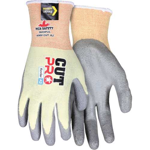 Gants enduits r&eacute;sistant &agrave; la coupe Cut Pro, Taille Moyen, Calibre 15, Rev&ecirc;tement Polyur&eacute;thane, Enveloppe en Kevlar, ASTM ANSI niveau A2 Mukwa Safety Services
