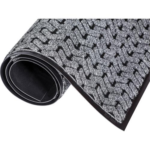 Tire-Track Performance Entrance Mats, Wiper/Scraper, 4' x 8' x 3/8", Grey Mukwa Safety Services