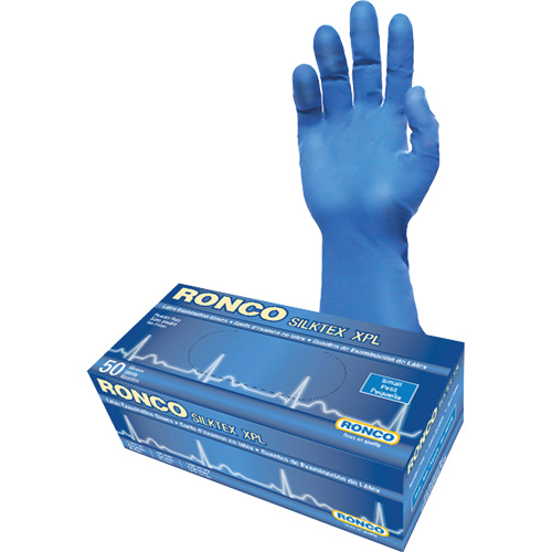 SilkTex XPL Extra-Long Examination Glove, Small, Latex, 13-mil, Powder-Free, Blue, Class 2 Mukwa Safety Services
