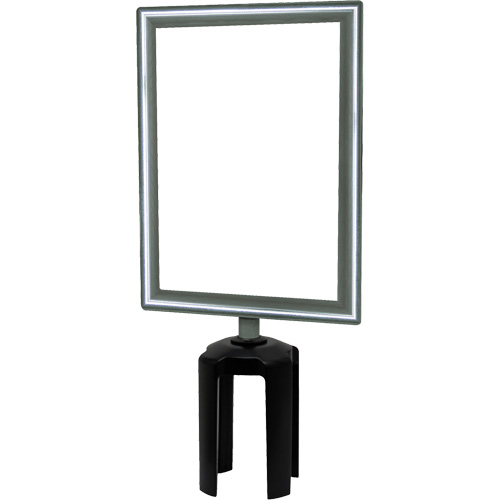 Porte-enseigne vertical robuste avec adaptateur pour poteaux Tensabarrier, Chrome poli Mukwa Safety Services