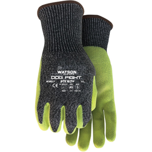 Gants r&eacute;sistant &agrave; la coupe Stealth Dog Fight, Taille Moyen, Rev&ecirc;tement Nitrile, Enveloppe en Fibre de verre/PEHP/Nylon/Acier inoxydable, ASTM ANSI niveau A5 Mukwa Safety Services