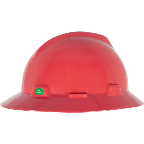 Casque de s&eacute;curit&eacute; &agrave; bord complet V-Gard GREEN avec fentes, R&eacute;pond aux normes CSA type 1, Suspension Rochet Mukwa Safety Services
