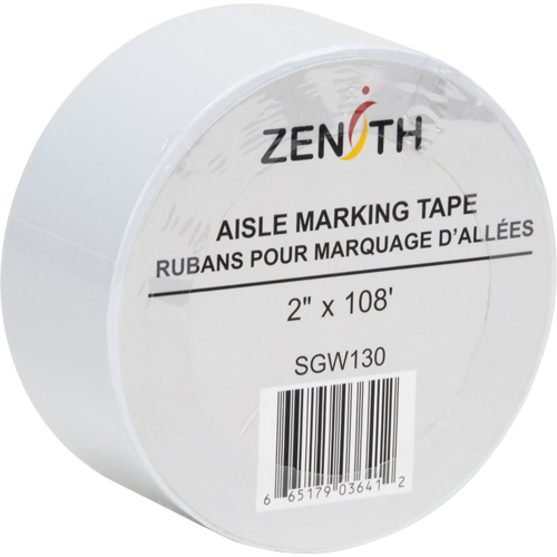 Ruban pour marquage d'all&eacute;es, 2" x 108', PVC, Blanc Mukwa Safety Services