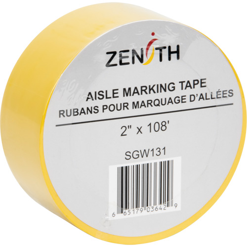Ruban pour marquage d'all&eacute;es, 2" x 108', PVC, Jaune Mukwa Safety Services