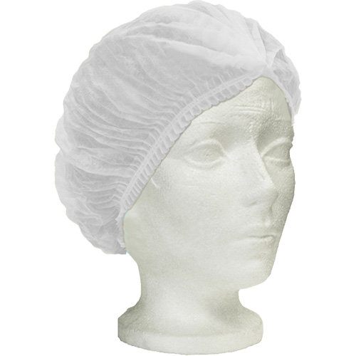 Bonnet bouffant pliss&eacute; Ronco Care, Polypropyl&egrave;ne, 24", Blanc Mukwa Safety Services
